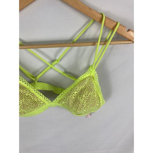 Victorias Secret Neon Yellow Strappy Bralette Size Small - Picture 2 of 4